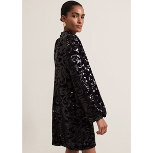 Phase Eight Trudy Black Sequin Velvet Shift Dress